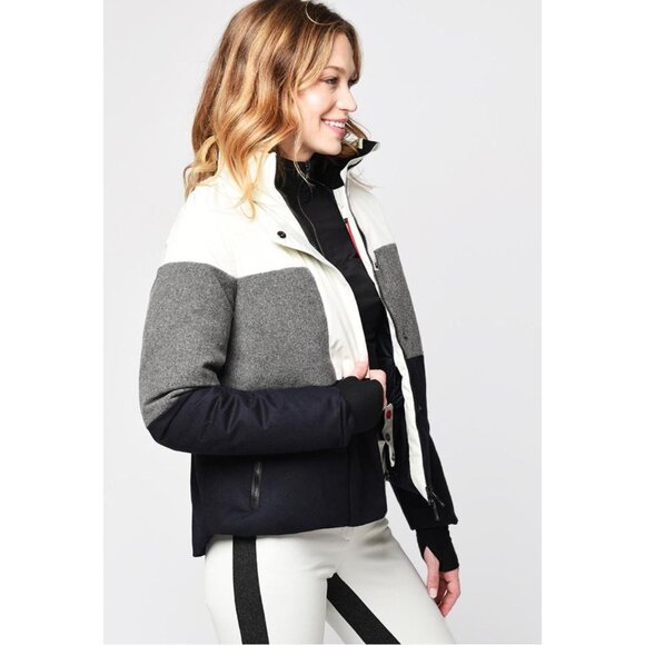 Erin Snow Lola Merino Wool Colorblock Ski Jacket Black Gray White - Size M - Picture 9 of 16